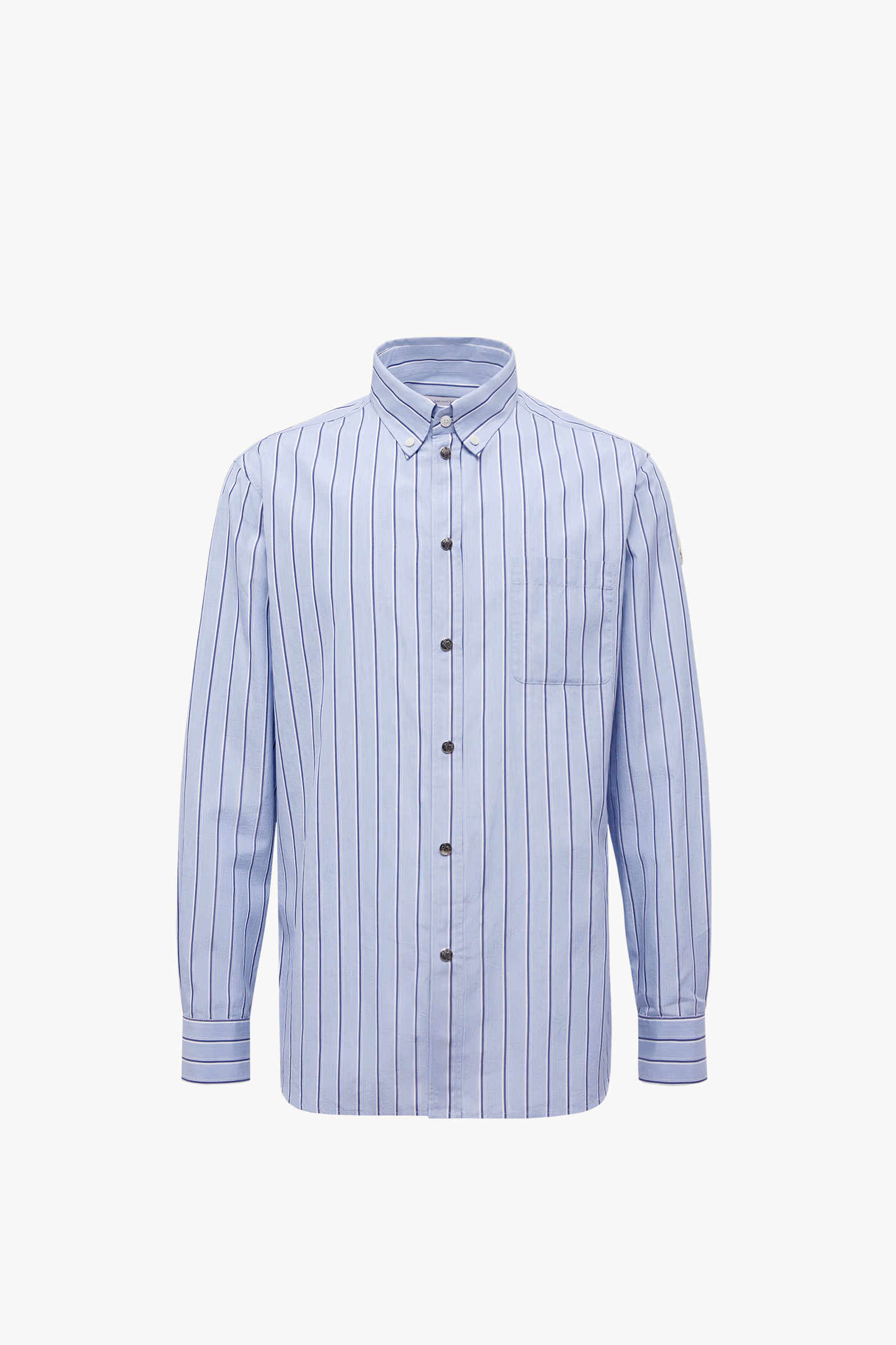 Striped Oxford Cotton Long Sleeve Shirt Men Light Blue Moncler 2